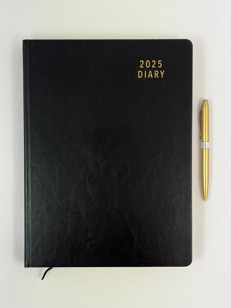 2025 A4 Diary Day to a Page - Black