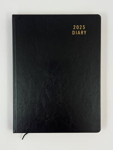 2025 A4 Diary Day to a Page - Black