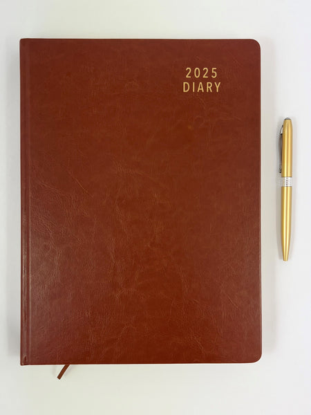 2025 A4 Diary Day to a Page - Tan