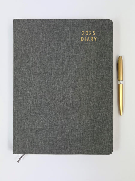 2025 A4 Diary Day to a Page - Ash Grey