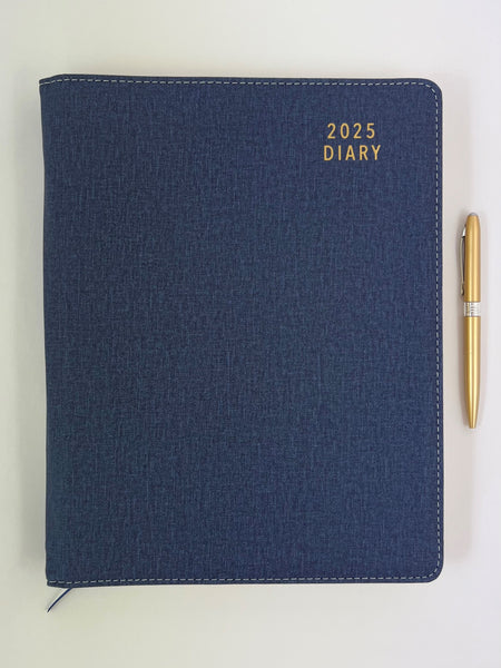 2025 A4 Diary Spiral Day to a Page - Oxford Blue