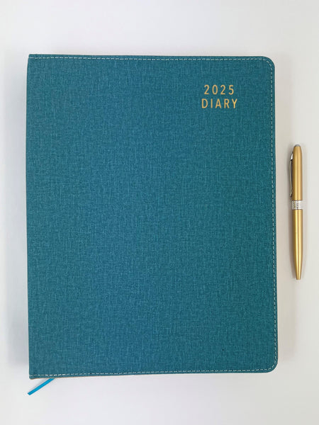 2025 A4 Diary Spiral Day to a Page - Teal