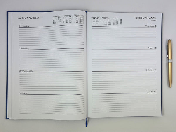 2025 'Business Basics' Diary A4 Day to a Page - Royal Blue