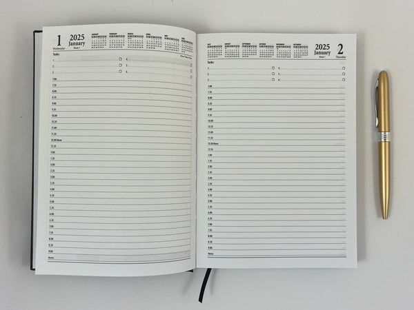 2025 'Business Basics' Diary A5 Day to a Page - Black