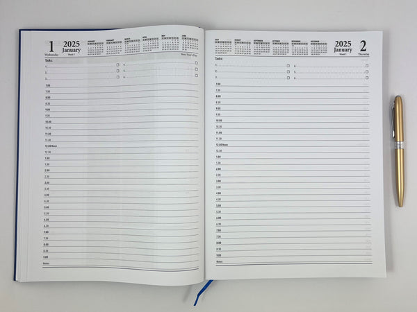 2025 'Business Basics' Diary A4 Day to a Page - Royal Blue