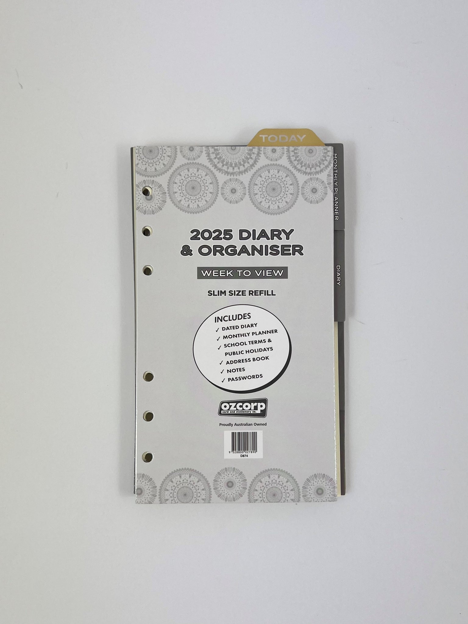 2025 Organiser Diary Refill - Slim Week to View