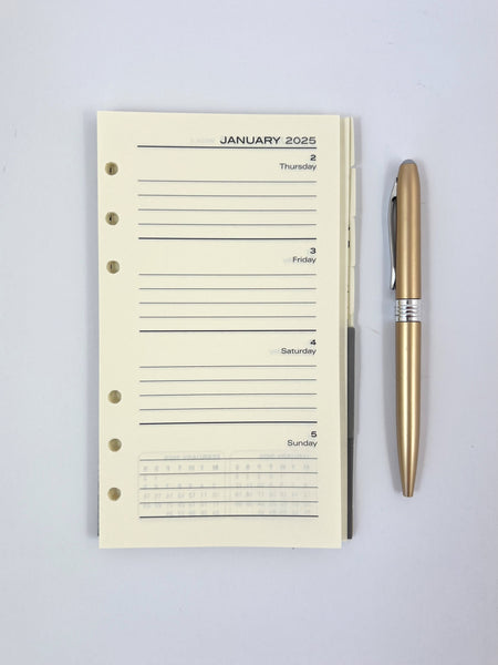 2025 Organiser Diary Refill - Slim Week to View