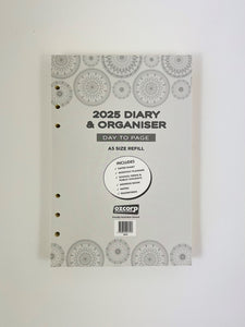 2025 Organiser Diary Refill A5 - Day to a Page