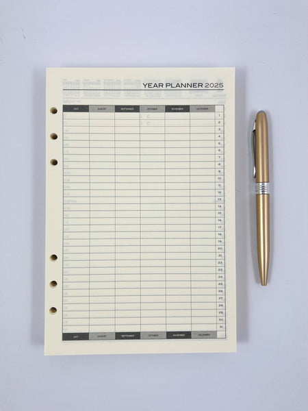 2025 Organiser Diary Refill A5 - Day to a Page