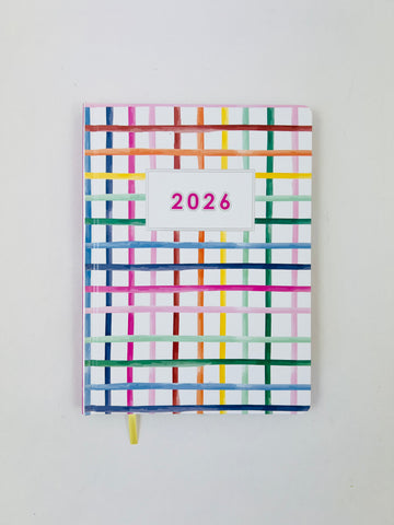2026 A5 Fashion Diary - Week to View - Rainbow Check