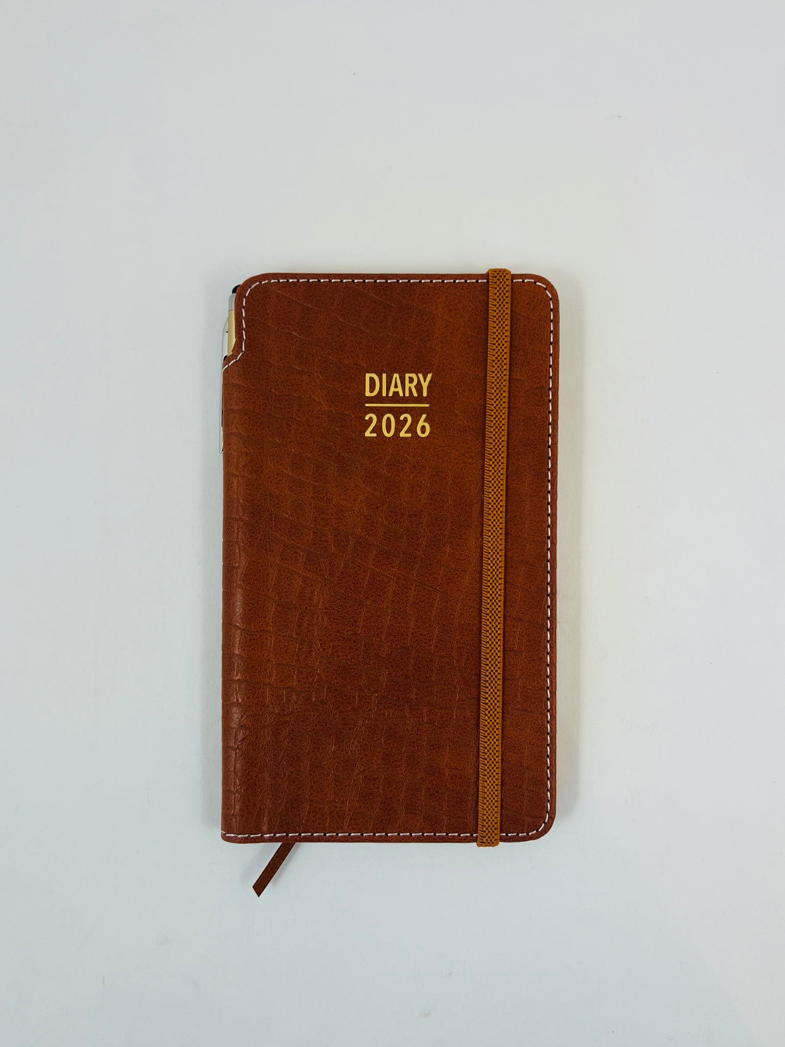 2026 Week to View - Purse Diary with Pen - Croc Tan