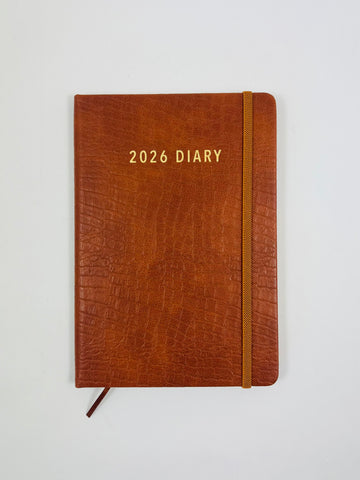 2026 Week to View - A5 Diary - Croc Tan