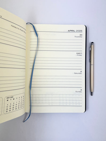 2026 Week to View - A5 Diary with Pen - Steel Blue