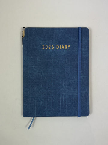 2026 Week to View - A5 Diary with Pen - Steel Blue