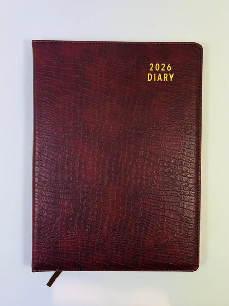 2026 Week to View - A4 Spiral Diary - Croc Choc