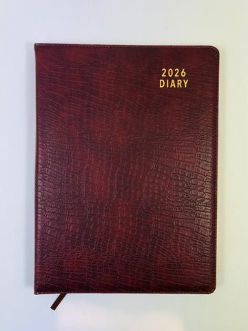 2026 Week to View - A4 Spiral Diary - Croc Choc