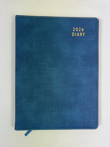 2026 Week to View - A4 Spiral Diary - Steel Blue