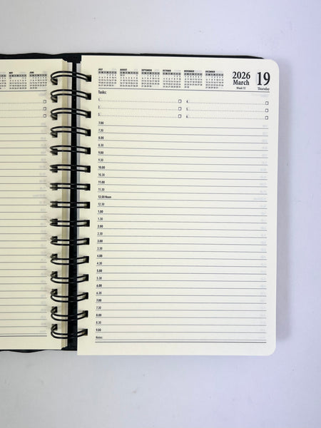 2026 Day to Page - A5 Spiral Diary - Black