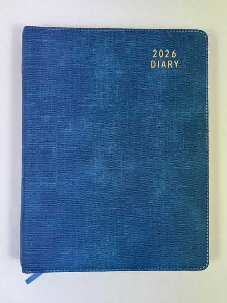 2026 Day to Page - A4 Spiral Diary - Steel Blue