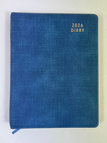 2026 Day to Page - A4 Spiral Diary - Steel Blue