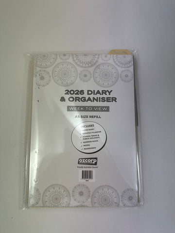 2026 Organiser Diary Refill A5 - Week to View