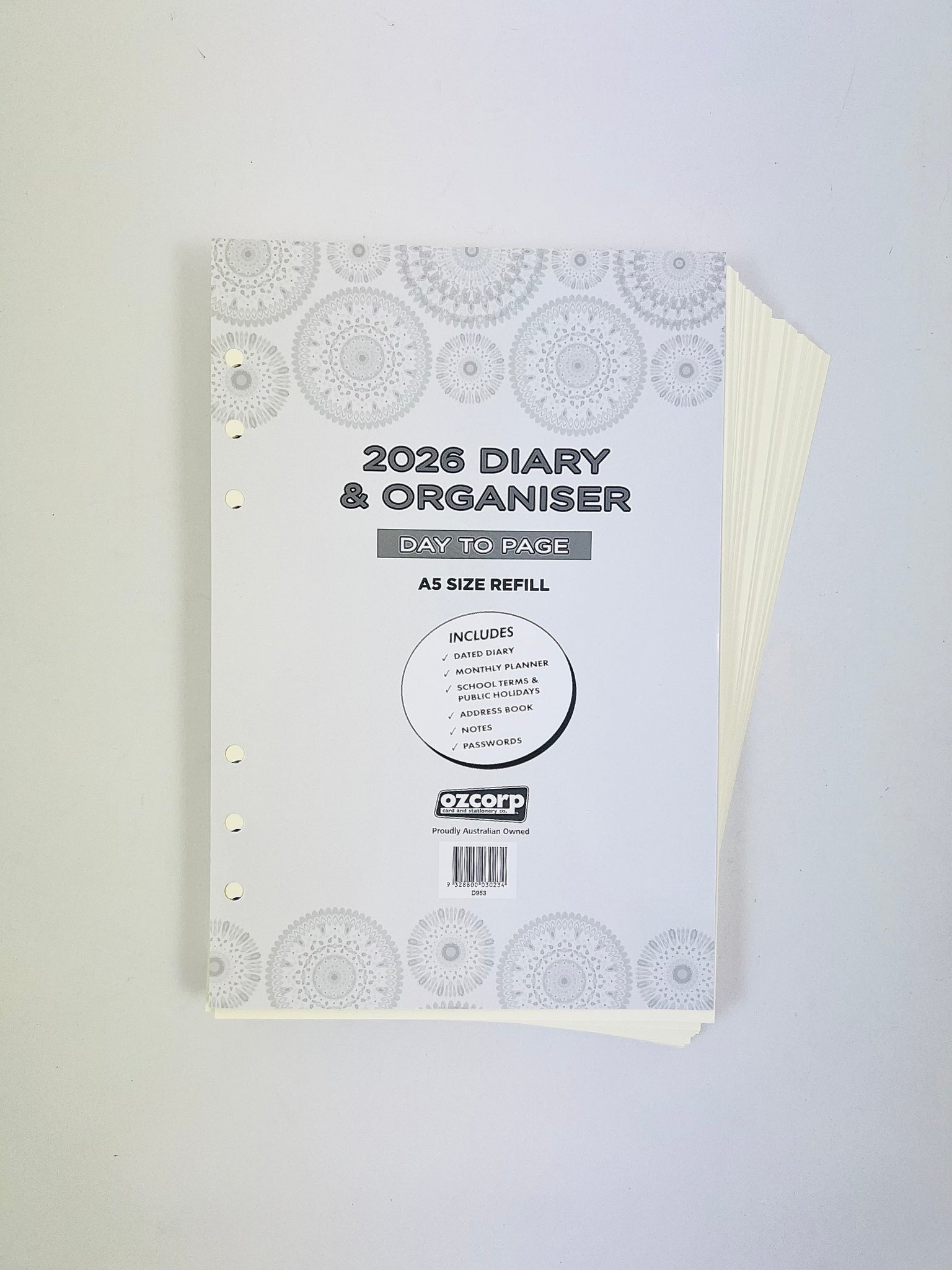 2026 Organiser Diary Refill A5 - Day to a Page