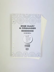 2026 Organiser Diary Refill A5 - Day to a Page