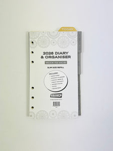 2026 Organiser Diary Refill - Slim Week to View