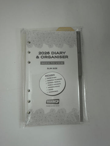 2026 Organiser Diary Refill - Slim Week to View