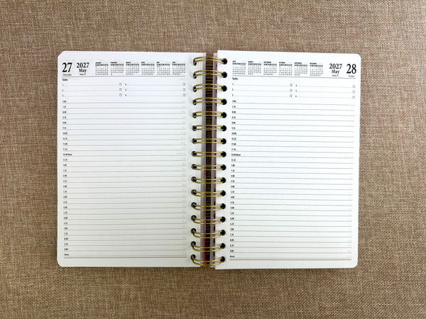 2027 A5 Diary Spiral - Day to Page - Watercolour Floral