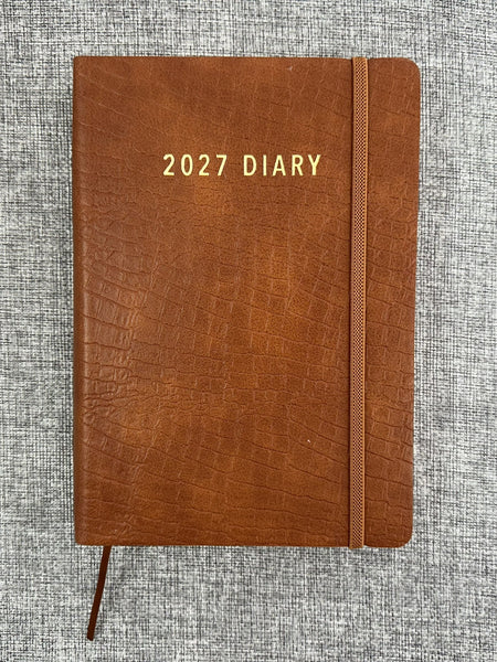 2027 Day to Page - A5 Diary - Croc Tan Softcover