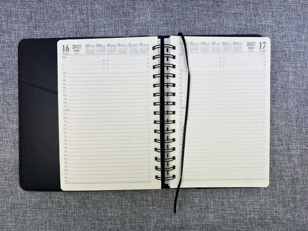 2027 Day to Page - A5 Spiral Diary - Black