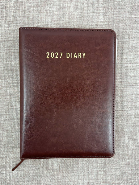 2027 Day to Page - A5 Spiral Diary - Chocolate