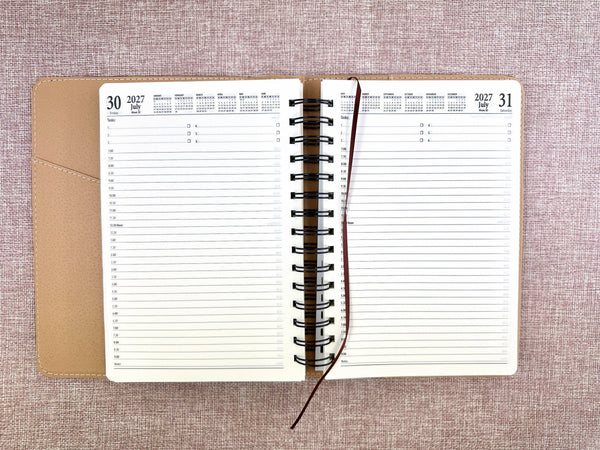 2027 Day to Page - A5 Spiral Diary - Chocolate