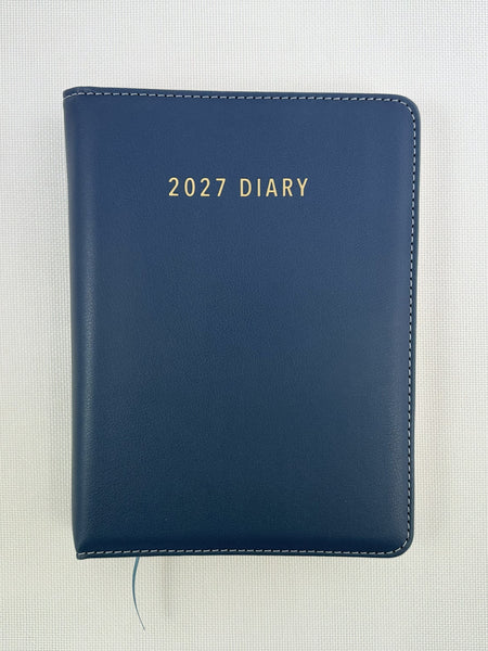 2027 Day to Page - A5 Spiral Diary - Stormy Blue