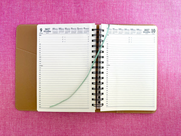 2027 Day to Page - A5 Spiral Diary - Olive