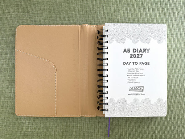 2027 Day to Page - A5 Spiral Diary - Grape