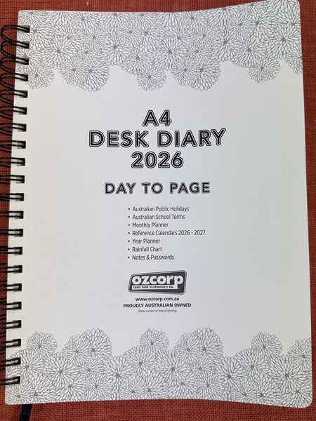 2026 Day to Page A4 Spiral Insert ONLY
