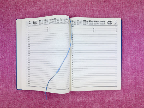 2027 Day to Page - A4 Diary - Ocean Blue