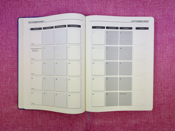 2027 Day to Page - A4 Diary - Ocean Blue