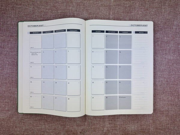 2027 Day to Page - A4 Diary - Olive
