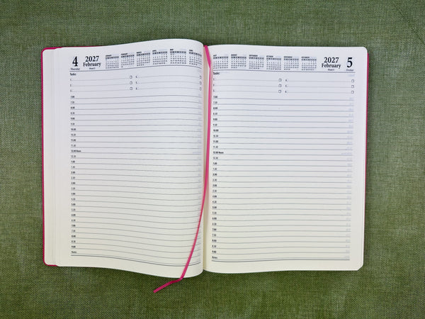 2027 Day to Page - A4 Diary - Raspberry