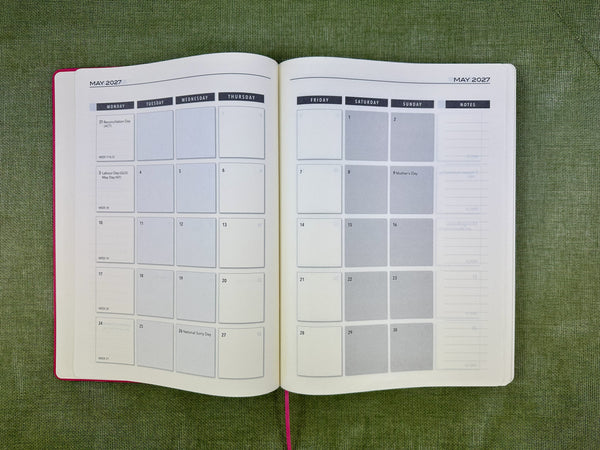 2027 Day to Page - A4 Diary - Raspberry