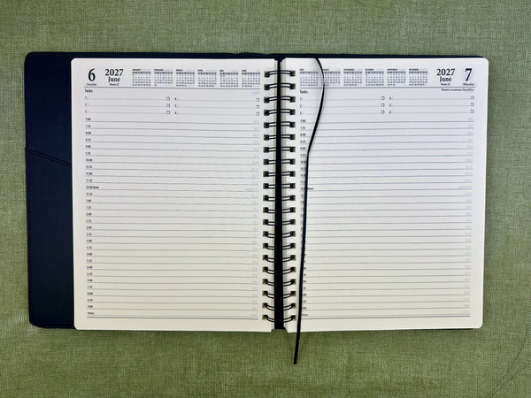 2027 Day to Page - A4 Spiral Diary - Black
