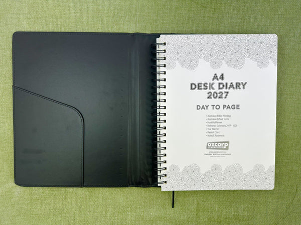 2027 Day to Page - A4 Spiral Diary - Black