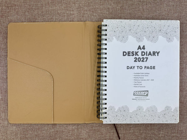 2027 Day to Page - A4 Spiral Diary - Croc Choc