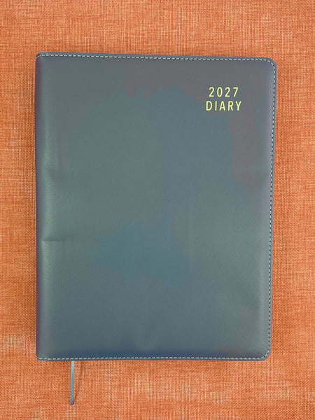 2027 Day to Page - A4 Spiral Diary - Stormy Blue