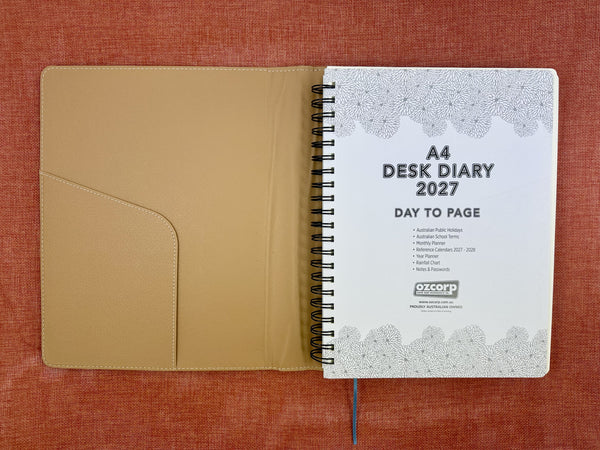 2027 Day to Page - A4 Spiral Diary - Stormy Blue