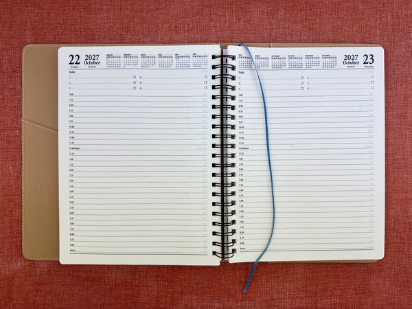 2027 Day to Page - A4 Spiral Diary - Stormy Blue