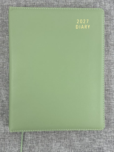 2027 Day to Page - A4 Spiral Diary - Olive
